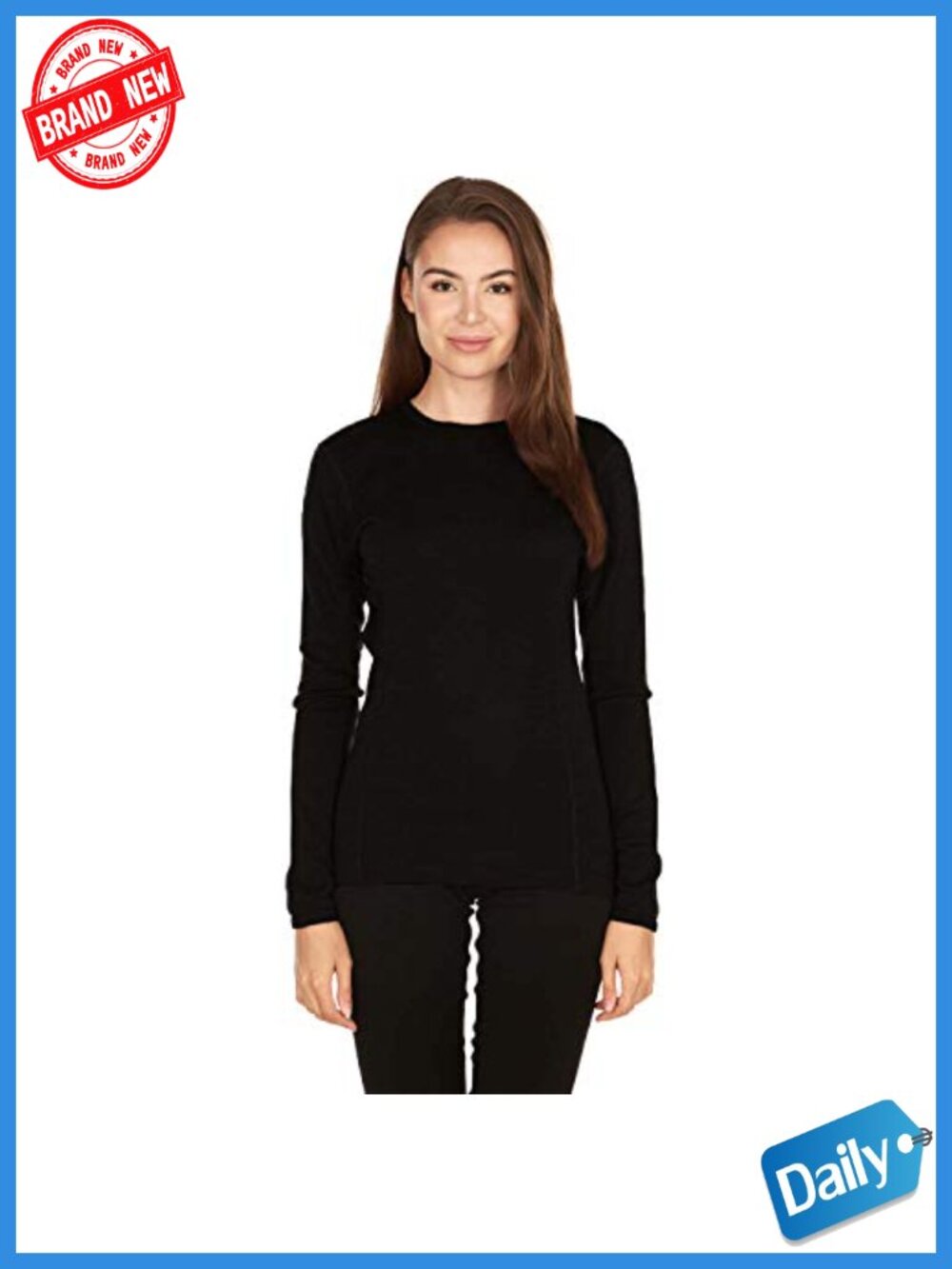 100% Merino Wool Women's Midweight Base Layer Long Sleeve Crew Top